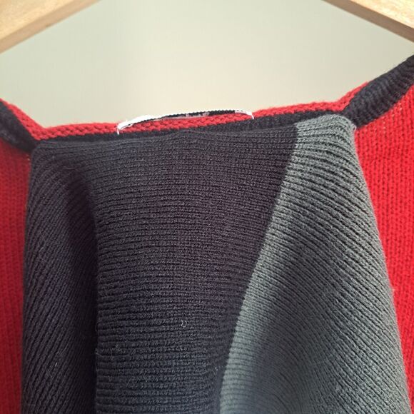 Style & Co Red White Black Sequin Trim Knit Sweater Dress & Scarf Set - Size P/L - Picture 9 of 16